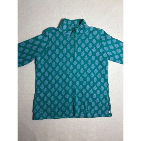 Orvis Womens Teal Paisley Print Half-Zip Pullover Large - Picture 1 of 11